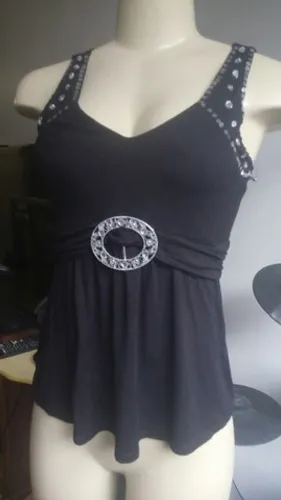 Blusa Com Lantejoulas Preta - Tam. M