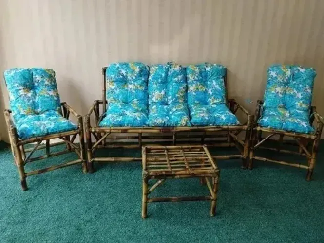 Jogo de Poltronas Bambu 5 Lugares, mesinha Brinde.São Produtos Novos Direto de Fábrica.