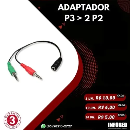 Adaptador P3 > 2 P2