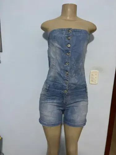 Macaquinho jeans tomara que caia com elastano Tam M vizoo