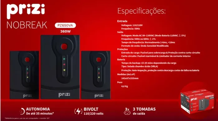 NOBREAK PRIZI PZ650VA