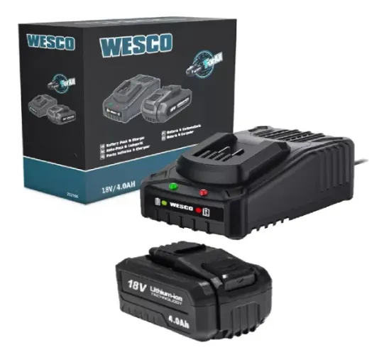 KIT BATERIA DE LITIO 18V 4.0AH E CARREGADOR WESCO