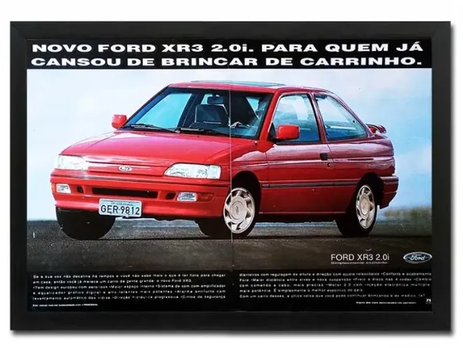 Ford Escort XR3 2.0i 1993 1994 - Quadro decorativo com propaganda original de revista