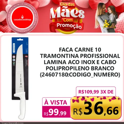 Faca carne 10" tramontina profissional lamina aco inox e cabo polipropileno branco 2
