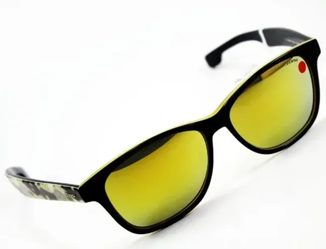 Óculos de Sol Sting Original, Wayfarer Yellow c/ hastes acetato caveiras NOVO Beach Tennis
