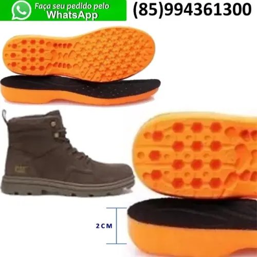 Palmilha Laranja Alta 2cm em Gel PU Para Botas e Coturno Caterpillar