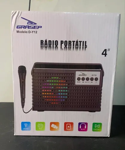 Caixa de Som Grasep D-Y12 - Rádio, Microfone e Carregamento Solar