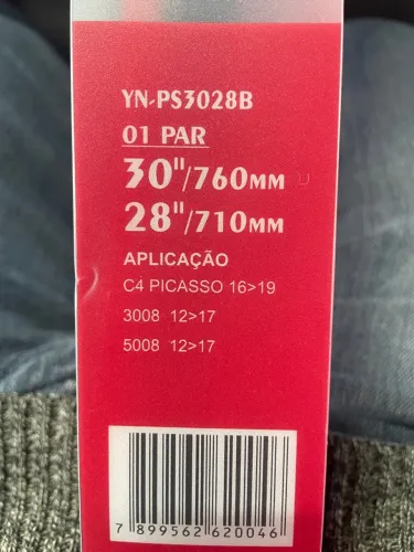 Palhetas de Limpador YN-PS3028B - C4 Picasso, 3008 e 5008
