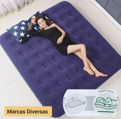 Colchao Inflavel Casal Camping Suporta Ate 300kg-Entregas 9h as 22h