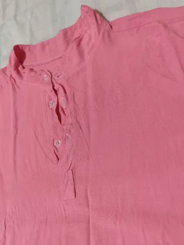Camisa Rosa com Gola Padre