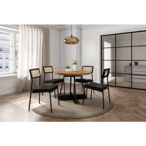 Mesa Atria Redonda 1594 C/ 4 Cad Lux - Preto Tx Grafite