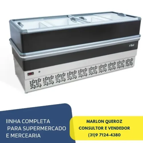 Ilha de Congelados 2 Metros Vidro Reto Polar