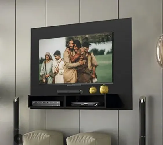 Painel para TV Preto com Rack Integrado