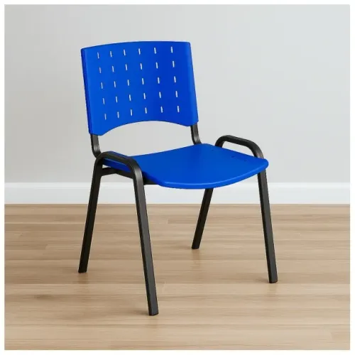 Cadeira Plástica Azul 4 Pés Polipropileno Durável Modelo 31205 Empilhável e Leve