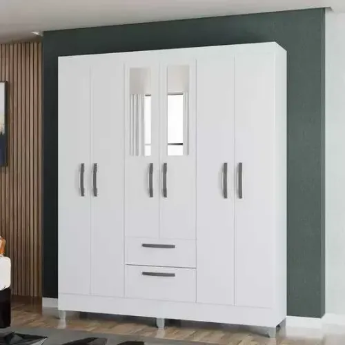 Guarda Roupa Casal com Espelho 6 Portas 2 Gavetas DIVIDIMOS EM ATE 10x SEM JUROS