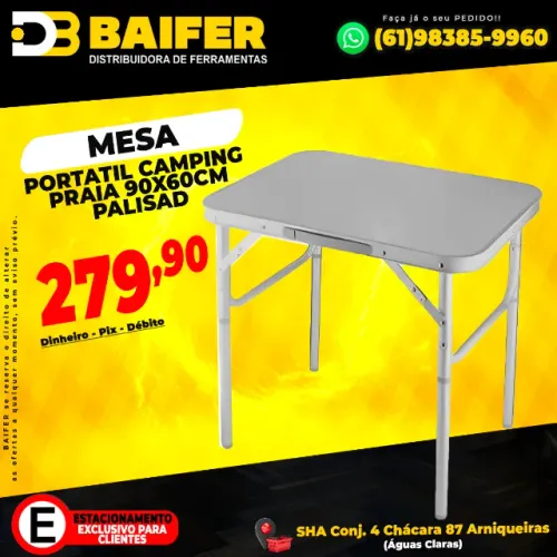 Mesa Portatil Camping Praia 90x60cm Palisad
