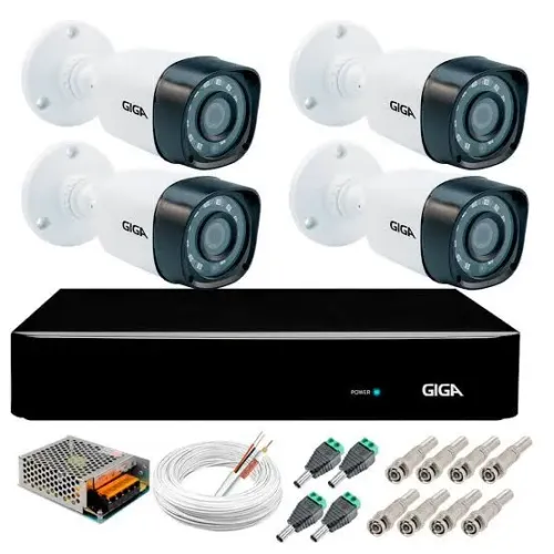 Kit de Câmeras de Segurança Giga 4 Câmeras 1080p Full HD DVR