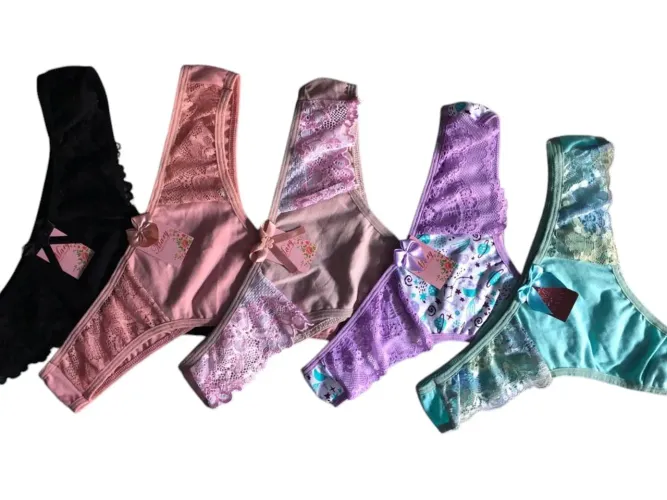 Kit com 3 calcinhas fio de algodão