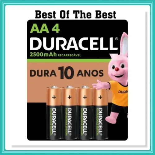 Pilha Recarregável AA Pequena Duracell Com 4 Unidades