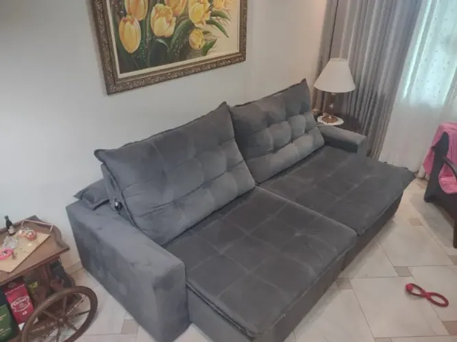 Sofá Retrátil e Reclinável Cinza Escuro - Super Confortável e Sofisticado