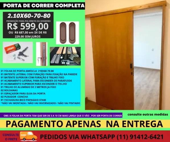 kit porta de correr - modelo pc52tr