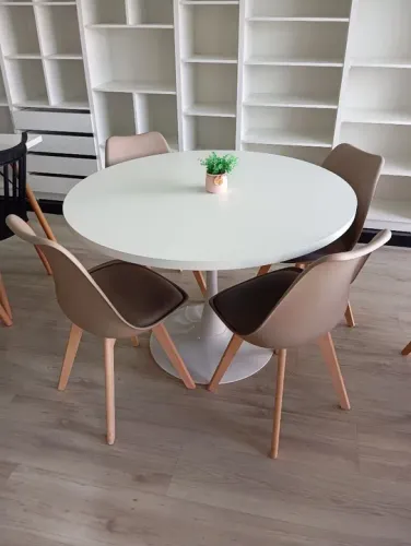Mesa de Jantar Tulipa Branca com 4 Cadeiras Leda