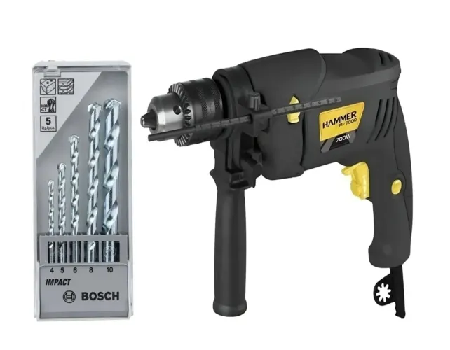 OFERTA Furadeira Impacto Hammer 700W com Jogo De Brocas Bosch