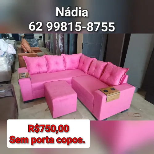 Sofá De canto 5 lugares rosa pink ___28