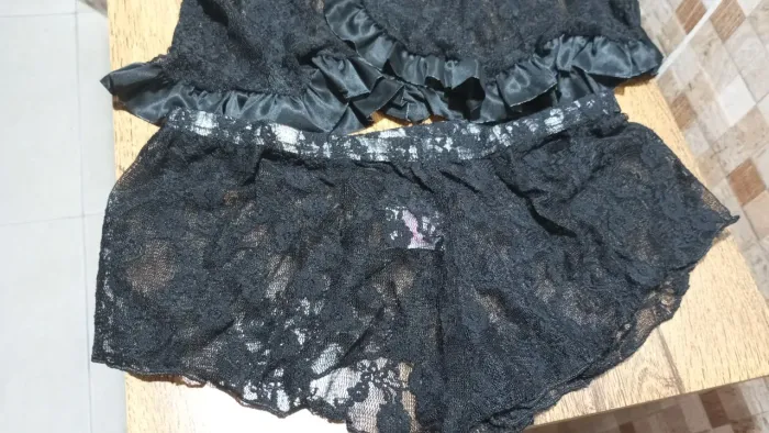 Conjunto lingerie preto de renda