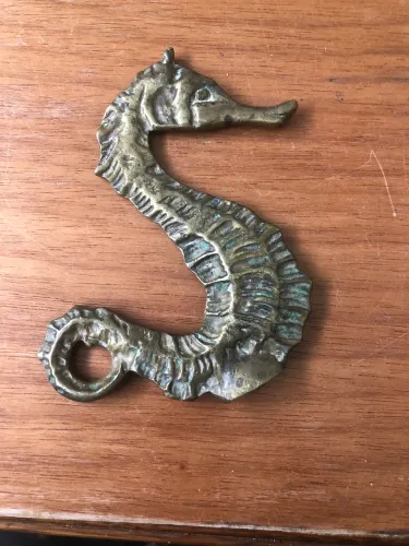 Cavalo Marinho Bronze Vintage Antiguidade 15 cm