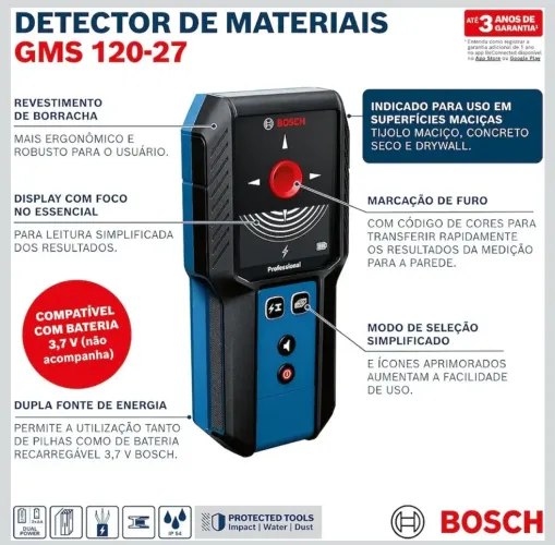 Bosch Detector de materiais até 120 mm GMS 120-27