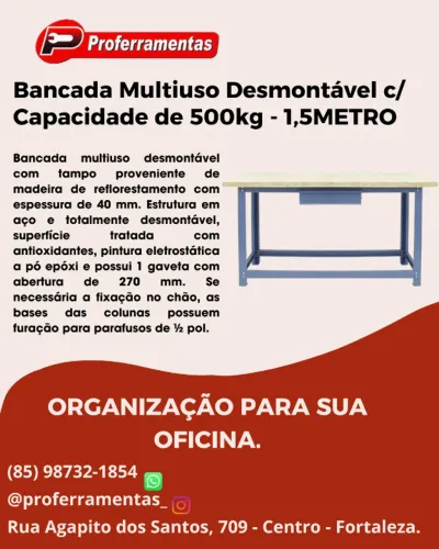 BANCADA 1,5 METRO DESMONTAVEL COMPACTO COMPENSADO PINUS