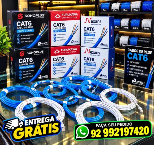 Cabo de rede internet CAT6 1gbps ENTREGA GRÁTIS 3,5,10,15,20,25,30,40,50 METROS