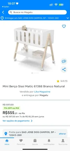 Mini Berço 3 em 1 com colchão 