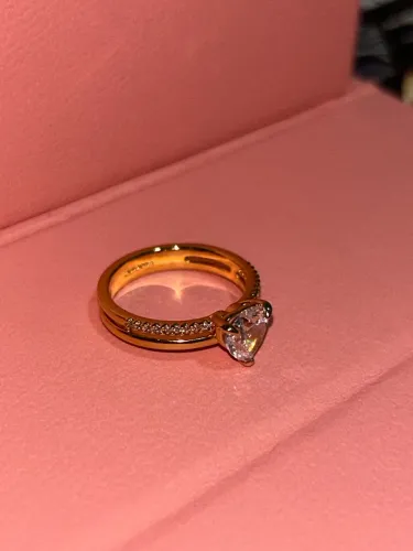Anel Pandora Coração Aro Duplo Original | Ouro 14K | Novo | Tam. 7,5 US (aprox. aro 16 BR)