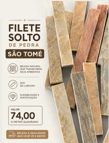 Filetes solto de pedra São Tomé 3cm