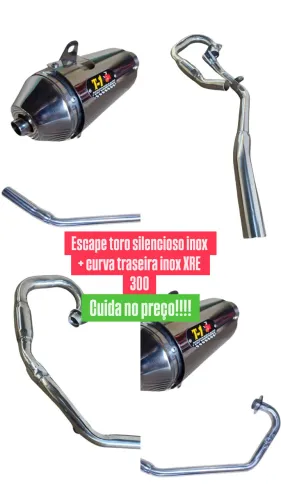 Escape Toro Silencioso + Curvas Inox Xre 300 Black Preto