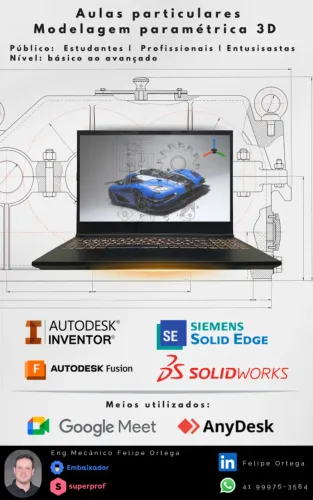 Aulas de SolidWorks, Fusion, Inventor e Solid Edge