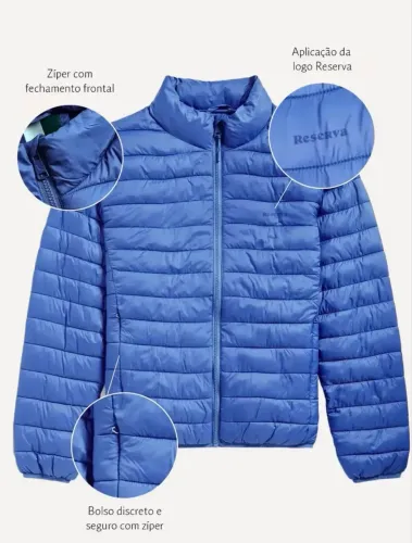 Jaqueta Reserva Masculina Puffer Downtown Packable Azul