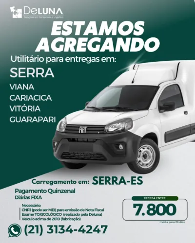 A Deluna está agregando veículos UTILITÁRIOS para entregas em SERRA/ES