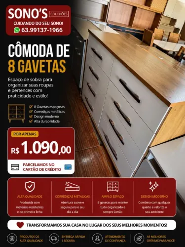 Cômoda nova 8 Gv com rodinhas 