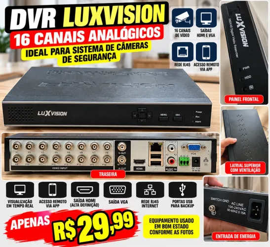 DVR LUXVISION 16 CANAIS | GRAVADOR DIGITAL PARA CÂMERAS DE SEGURANÇA
