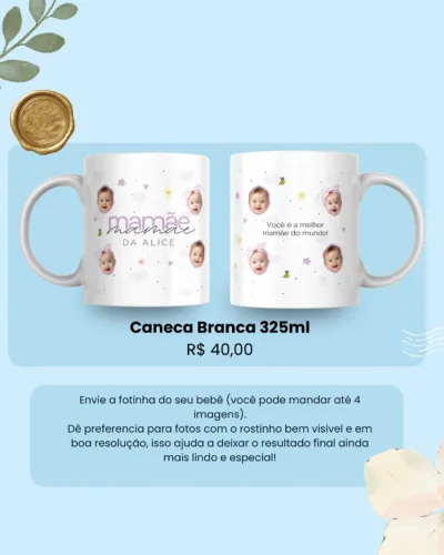 Caneca Personalizada com Foto de Bebê 325ml | Presente Criativo Caneca com Rostinho