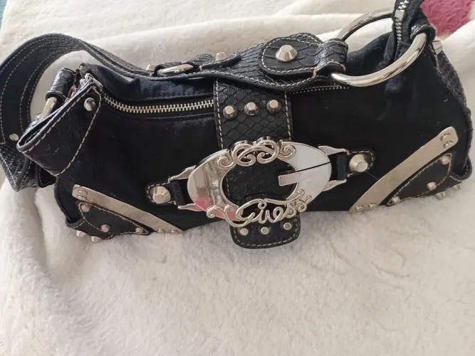 Bolsa Feminina Guess Vintage Preta Monograma Original Anos 2000