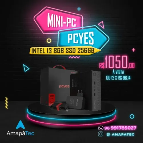 MINI COMPUTADOR PCYES ONE INTEL I3 8GB DDR3 SSD 256GB