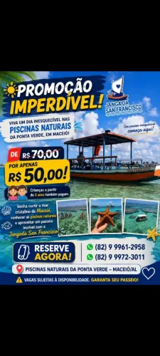 Passeio de jangada para as piscinas Naturais da ponta verde em Maceió