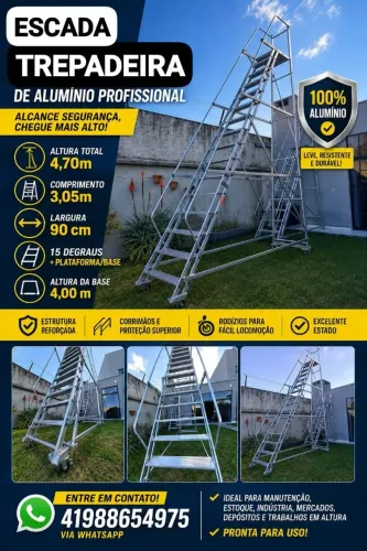 Escada Trepadeira Em Alumínio Profissional 4,70m