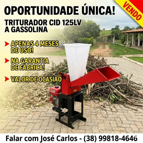 Vendo Triturador CID 125LV Semi-novo Gasolina 4 meses de uso. Excelente máquina