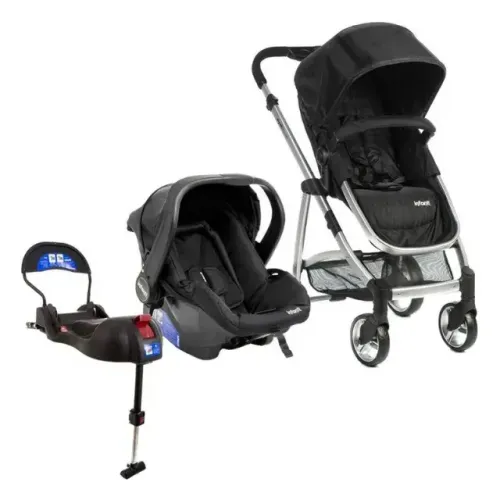 Carrinho de Bebê Infanti Epic Lite Travel System Trio Preto + Bebê Conforto + Base ISOFIX