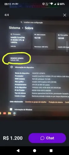 Notebook Dell i5 8 geração 16h